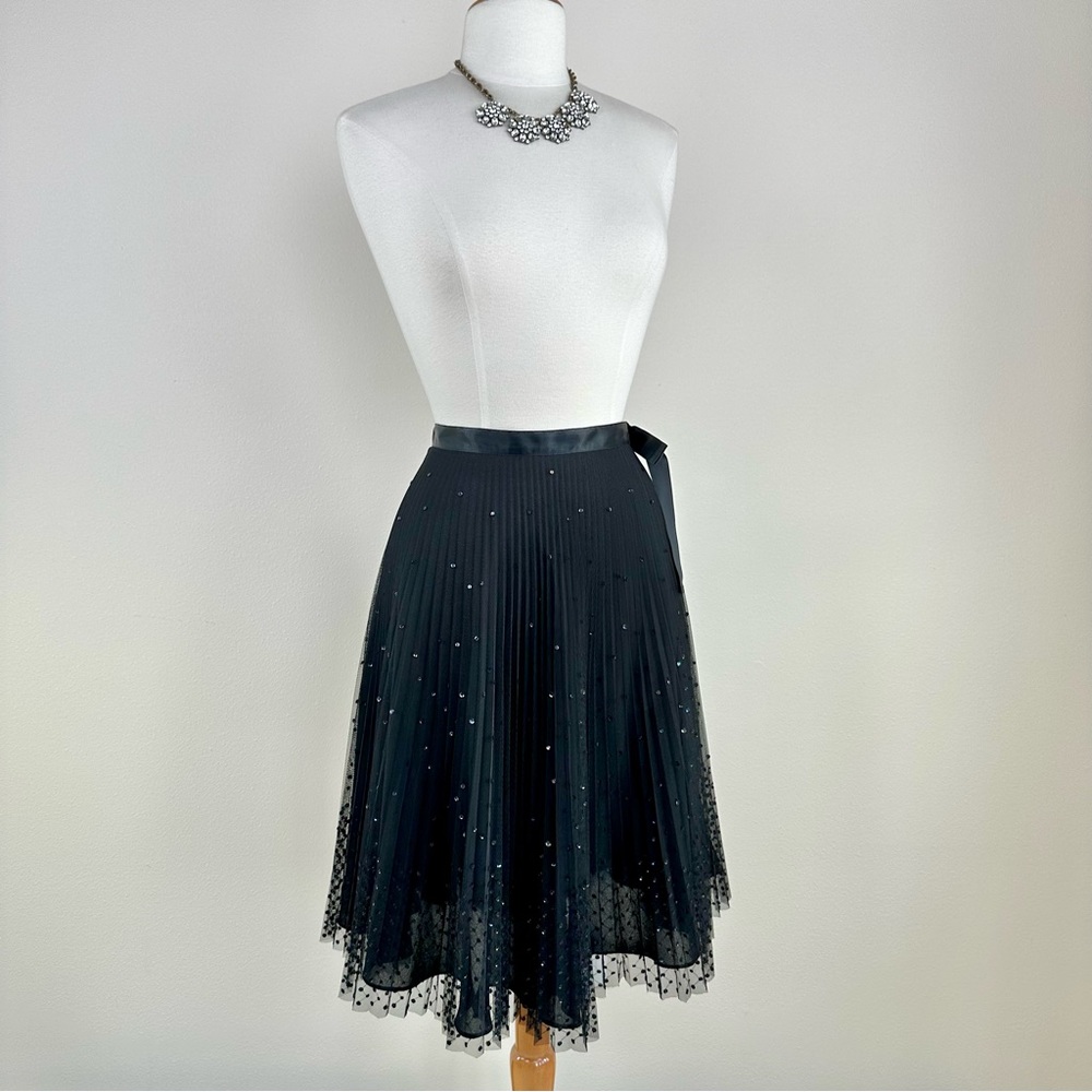 Express Black Tule with Sequins Pleated Skirt Sz 9/10